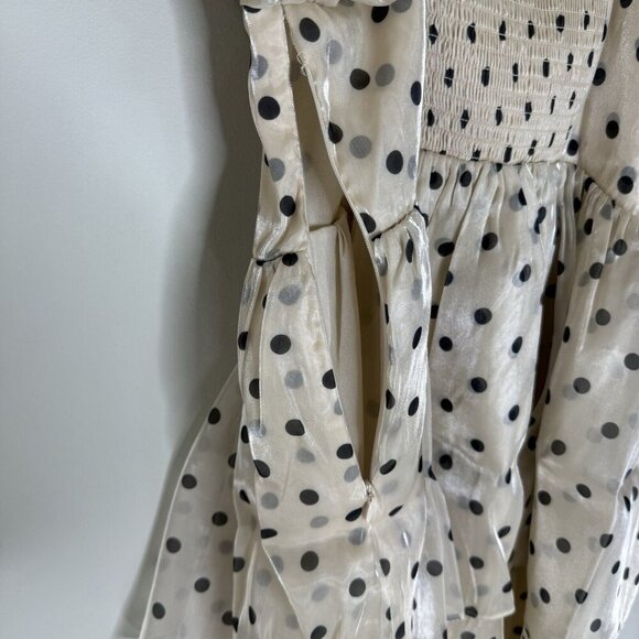 English Factory Organza Polka Dot Tiered Mini Dress Babydoll A-Line Small Ruffle - Picture 6 of 8